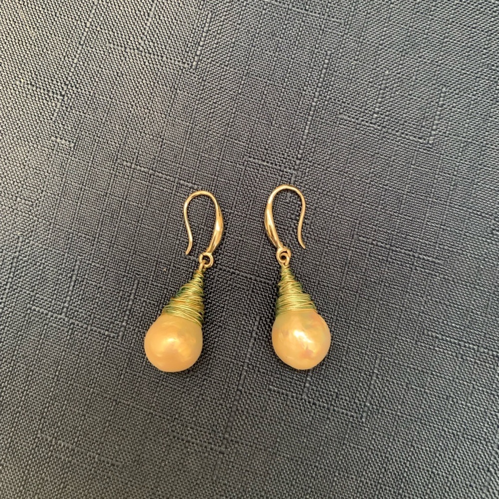 2/$19 Silver Tone Earrings with Large Baroque Pearl - Picture 3 of 3